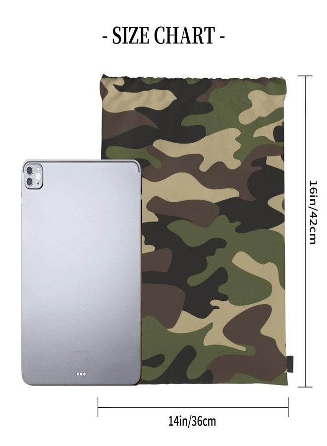AIMASTZ Green Brown Camo Unisex Drawstring Backpack Bag Sport Gym Travel Swim Sackpack - Image 3